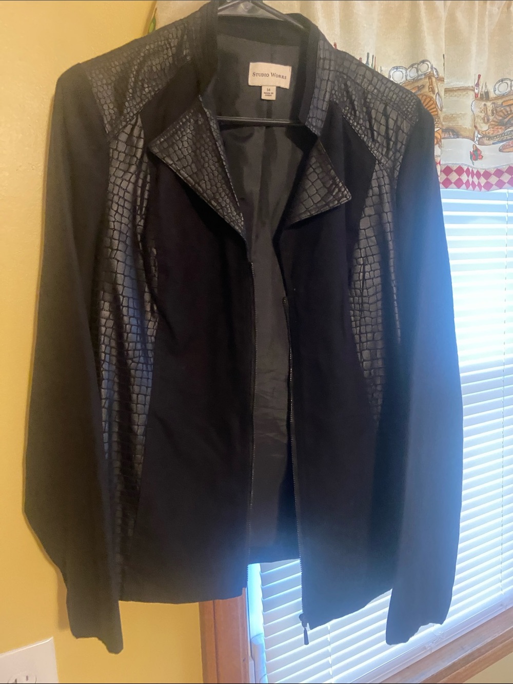 Studio Works Black Jacket with Faux Croc Panels